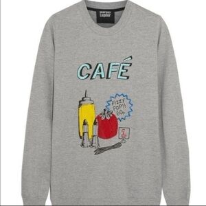 Markus Lupfer British Cafe Sequined Cotton Terry Sweatshirt Small
